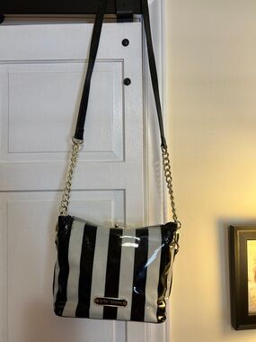 Betsy Johnson Striped Black and White Crossbody Bag $28